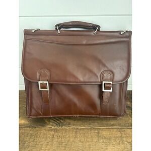 Vintage Brown Leather Briefcase Laptop Bag Satchel Professional Organizer